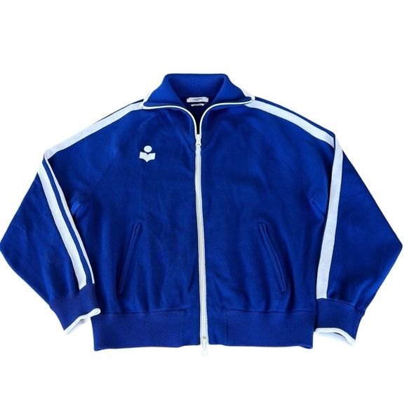 Isabel Marant Etoile Darcy Knit Track Jacket Full Zip Royal Blue White Medium - Picture 6 of 16
